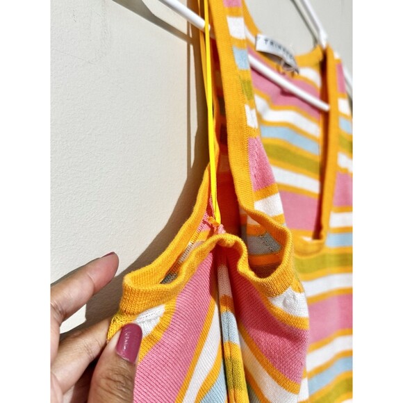 Trina Turk Kavaja 2 Stripe Maxi Sleeveless Summer Beach Dress Sherbet Orange XXL - Picture 6 of 15